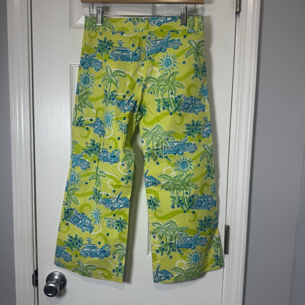 Lilly Pulitzer Crop Cargo Pants Cruisin Woody Car Beach Sz 0 RARE surf - Picture 2 of 6